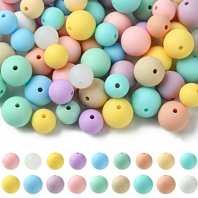 90Pcs 18 Styles Round Food Grade Eco-Friendly Silicone Beads SIL-CJ0001-86-1