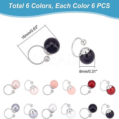 36Pcs 6 Colors Acrylic Pearl Beaded Cuff Earrings EJEW-UN0002-15-1