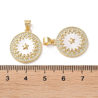 Brass Micro Pave Clear Cubic Zirconia Pendants KK-B083-35A-G-1