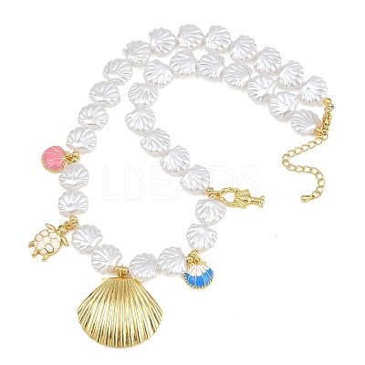 Ocean Brass Pave Cubic Zirconia and Enamel Sea Animals Pendant Necklaces KK-CBA4547-03A-G-1