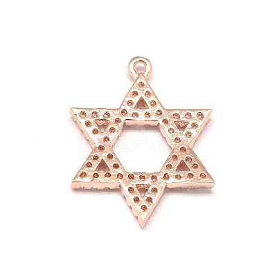 Star of David Brass Micro Pave Cubic Zirconia Pendants ZIRC-D030-M-RS-1