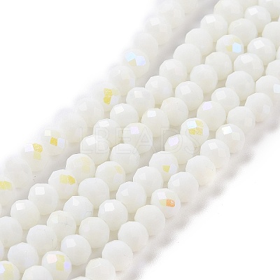 Electroplate Opaque Solid Color Glass Beads Strands EGLA-A044-P8mm-L01-1