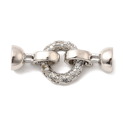 Brass Micro Pave Clear Cubic Zirconia Fold Over Clasps KK-U059-55P-1