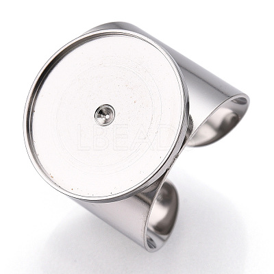 Non-Tarnish 304 Stainless Steel Open Cuff Finger Ring Cabochon Settings STAS-T060-03P-1