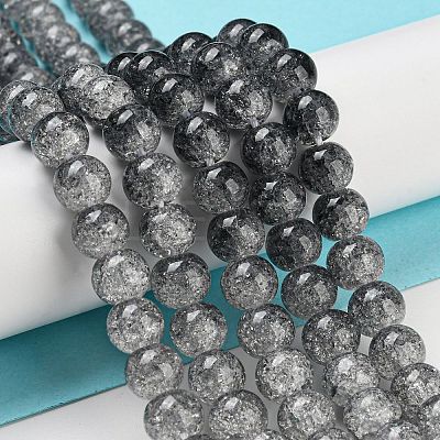 Spray Painted Crackle Glass Beads Strands DGLA-C002-8mm-02-1