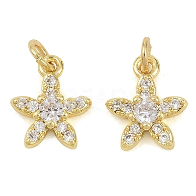 Brass Micro Pave Clear Cubic Zirconia Charms KK-D218-23G-03-1