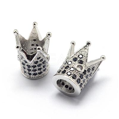 Rack Plating Brass Cubic Zirconia Beads ZIRC-S034-01P-1