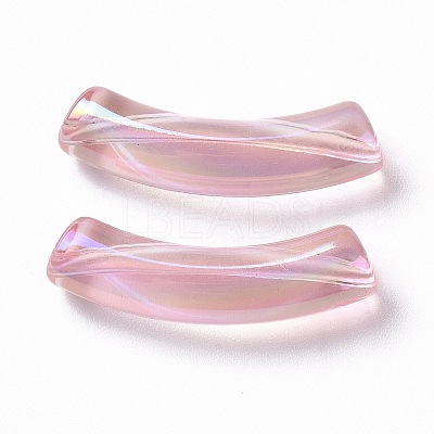 UV Plating Transparent Rainbow Iridescent Acrylic Beads OACR-A016-01K-1