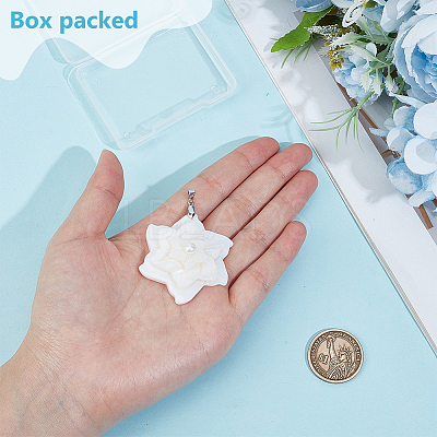1Pc Natural White Shell Pendants SHEL-BC0001-049A-1