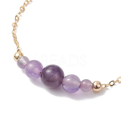 Round Natural Amethyst Beaded Bracelats BJEW-JB12806-02-1