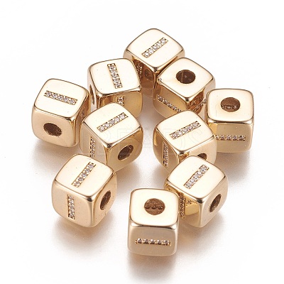 Brass Micro Pave Cubic Zirconia Beads KK-K238-16G-I-1