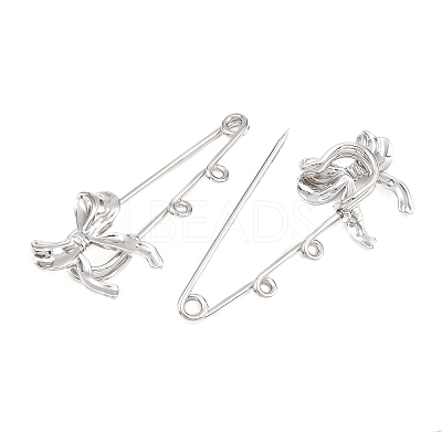 Bowknot 304 Stainless Steel Safety Pins Brooch Findings SA-CBA098D-12B-P-1