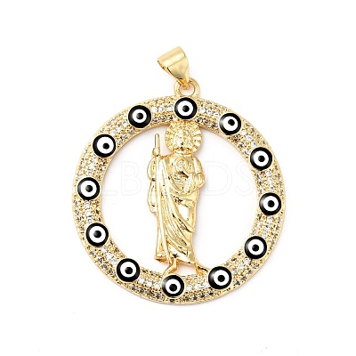 Rack Plating Brass Micro Pave Clear Cubic Zirconia Pendants ZIRC-I059-11G-1