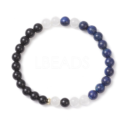 Natural & Synthetic Mixed Gemstone Beads Stretch Bracelets for Men Women BJEW-JB12514-1