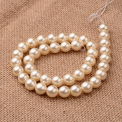 Polished Round Grade A Shell Pearl Bead Strands BSHE-M027-12mm-24-1