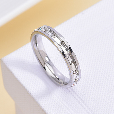 304 Stainless Steel with Crystal Rhinestone Finger Rings FS-WGF5DC4-08-1