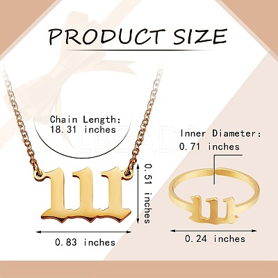 Number Pendant Necklace & Open Cuff Ring JX195A-1