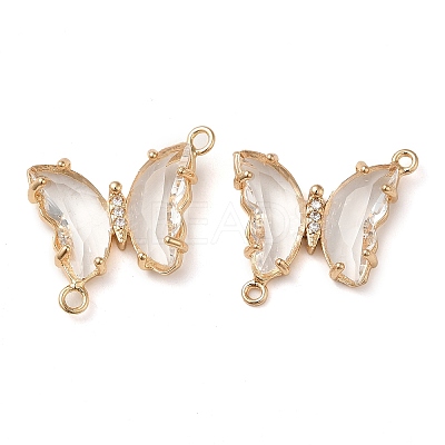 Brass Pave Faceted Glass Connector Charms FIND-Z020-04R-1
