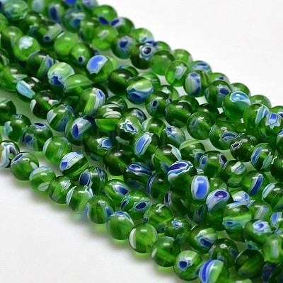 Round Millefiori Glass Beads Strands LK-P001-09-1