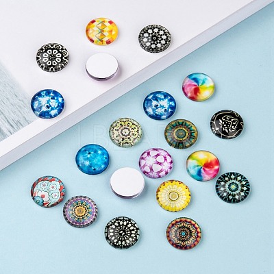 Mosaic Printed Glass Half Round/Dome Cabochons X-GGLA-N004-16mm-G-1