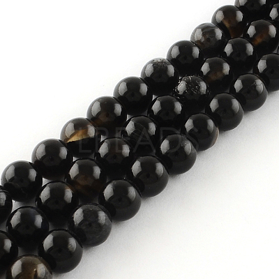 Natural Black Onyx Round Bead Strands G-R198-4mm-1