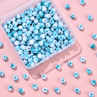 300Pcs Opaque Acrylic Beads SACR-YW0001-89B-1