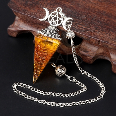 Synthetic Citrine Chip & Resin Orgonite Dowsing Pendulum Big Pendants PW-WG36861-13-1