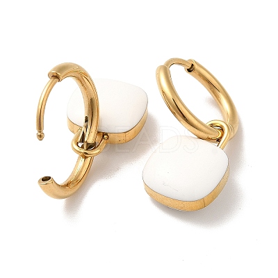 Ion Plating(IP) Enamel Square Padlock Dangle Hoop Earrings STAS-H175-22G-A-1