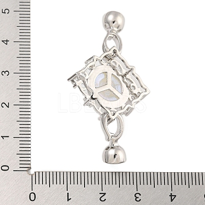 Rack Plating Rhombus Brass Micro Pave Clear Cubic Zirconia Fold Over Clasps KK-F876-01P-1