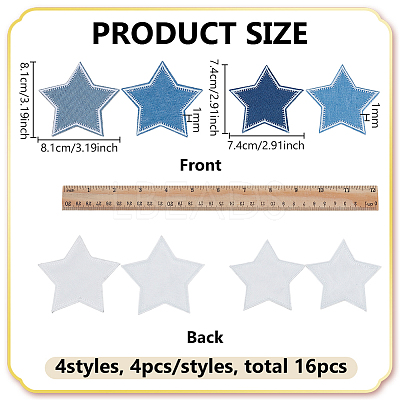 4Sets 4 Colors Polyester Embroider Thread Sew On Patches PATC-FG0003-53-1