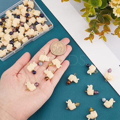 50Pcs Opaque Resin and Natural Mixed Stone Pendants FIND-HY0001-37-1