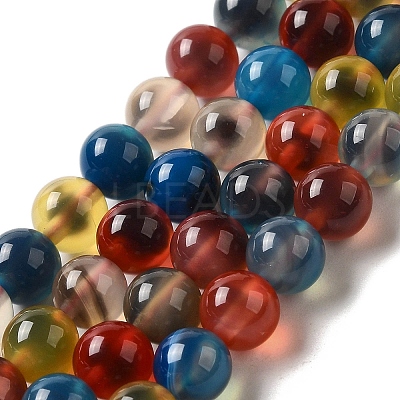 Natural Dyed & Heated Runny Agate Beads Strands G-K356-A01-01-1
