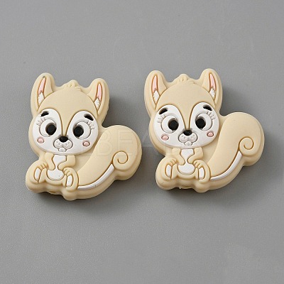 Squirrel Food Grade Eco-Friendly Silicone Beads SIL-WH0012-030I-1