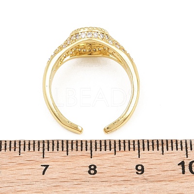 Brass Micro Pave Cubic Zirconia Cuff Rings for Women CU-CBA0A21-04G-1