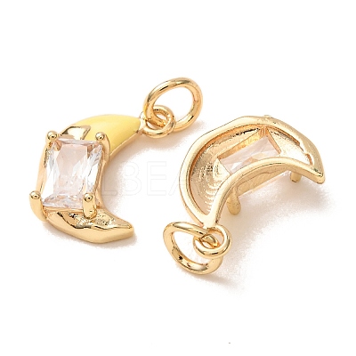 Brass Micro Pave Clear Cubic Zirconia with Enamel Charms CU-K002-47G-A-1