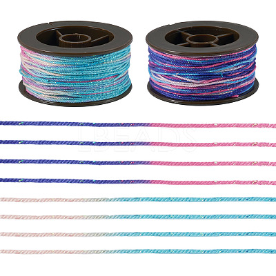 2 Rolls 2 Colors Segment Dyed Round Polyester Twisted Cords OCOR-TA0003-65D-1