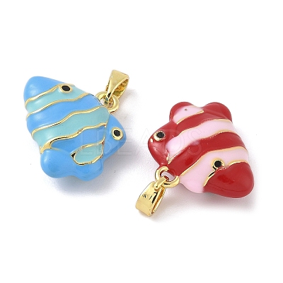 Brass Enamel Pendants KK-B143-01G-03-1