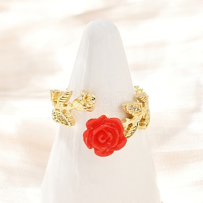 Flower Resin Cuff Rings RJEW-P155-01B-G-1