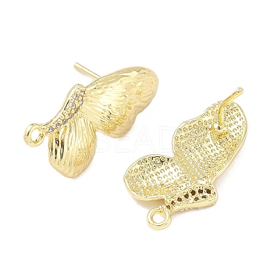 Brass Micro Pave Clear Cubic Zirconia Stud Earring Findings LS-KK-Z106-02G-07-1