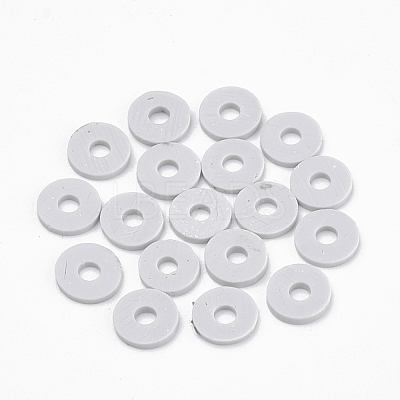 Flat Round Handmade Polymer Clay Bead Spacers X-CLAY-R067-4.0mm-39-1