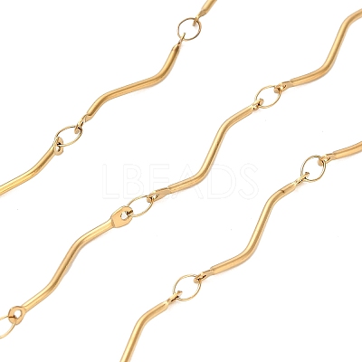 304 Stainless Steel Wavy Bar Link Chains CHS-H116-01F-G-1