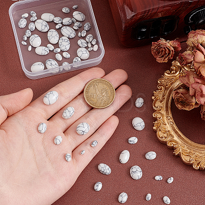66Pcs 8 Styles Synthetic Howlite Cabochons G-PH0002-66-1