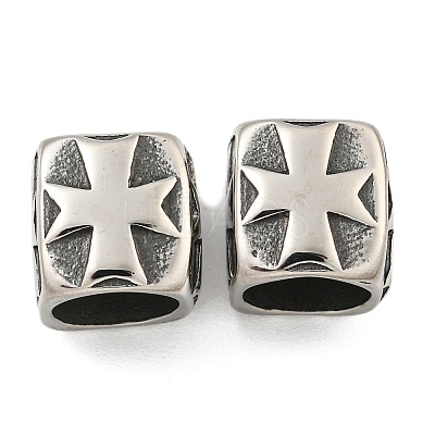 316 Surgical Stainless Steel with Rhinestone Large Hole Cube Beads STAS-Q326-08AS-02-1