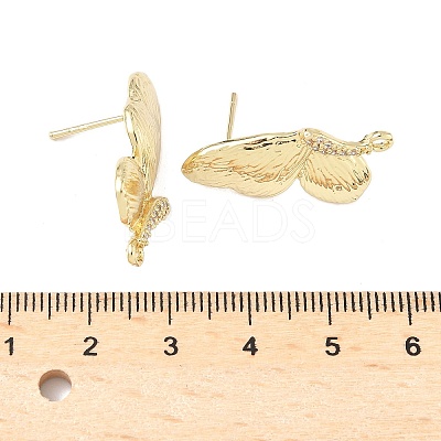 Brass Micro Pave Clear Cubic Zirconia Stud Earring Findings LS-KK-Z106-02G-06-1