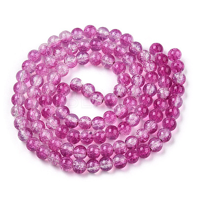 Transparent Crackle Baking Paint Glass Beads Strands DGLA-T003-01B-09-1