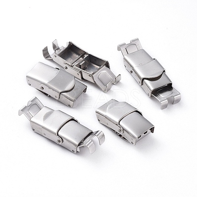 Non-Tarnish 201 Stainless Steel Watch Band Clasps STAS-C006-1-P-1
