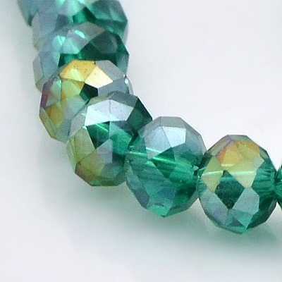 Half Rainbow Plated Faceted Rondelle Electroplate Glass Beads Strands GLAA-A024D-HR04-1