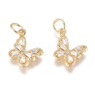 Brass Micro Pave Cubic Zirconia Pendants ZIRC-G168-34G-1