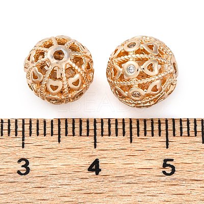 Brass Micro Pave Clear Cubic Zirconia Spacer Beads KK-Z089-09KCG-02-1
