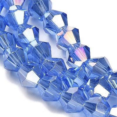 Transparent Electroplate Glass Beads Strands EGLA-A039-T6mm-B07-1